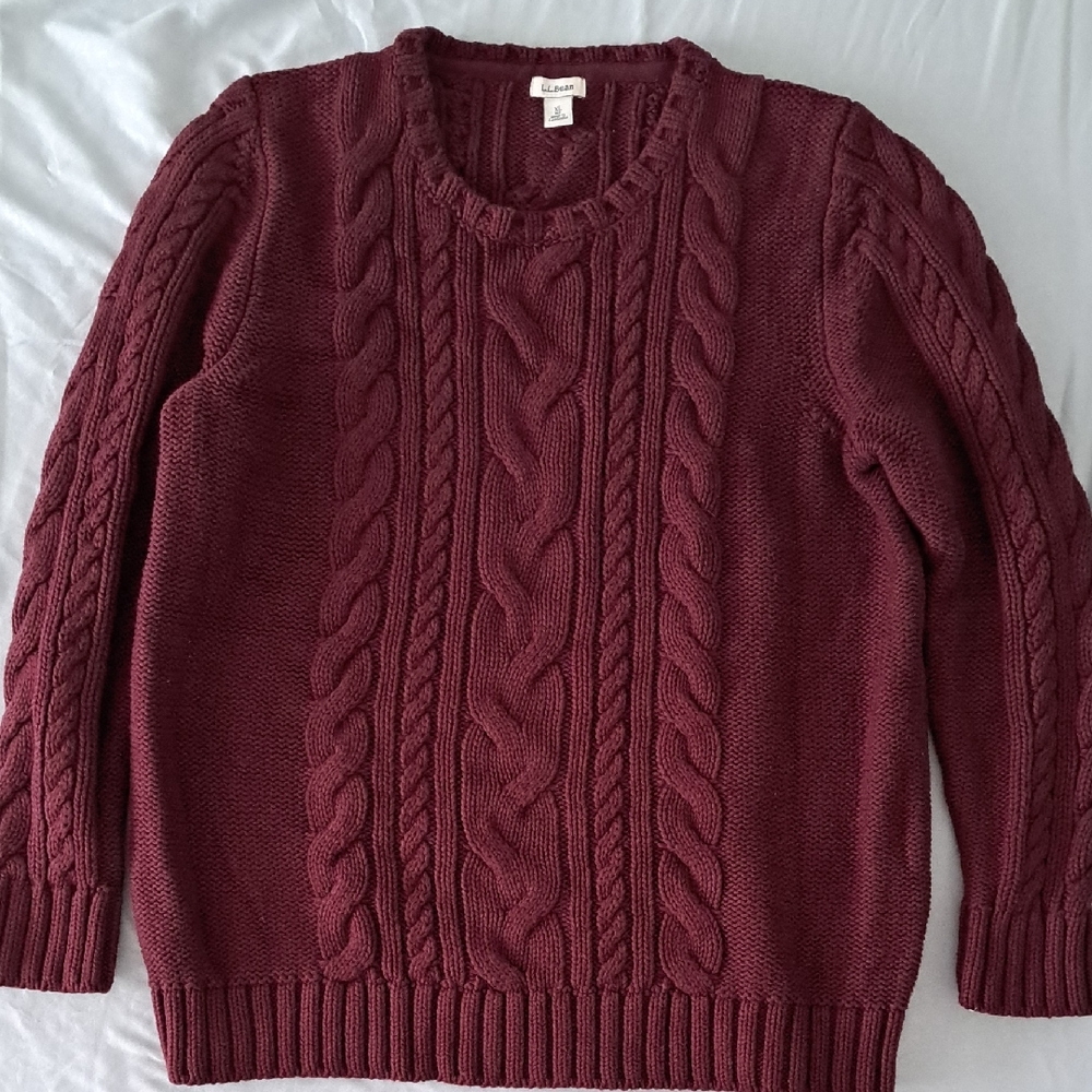 L.L. Bean Women's Cable Knit Sweater - Deep Red